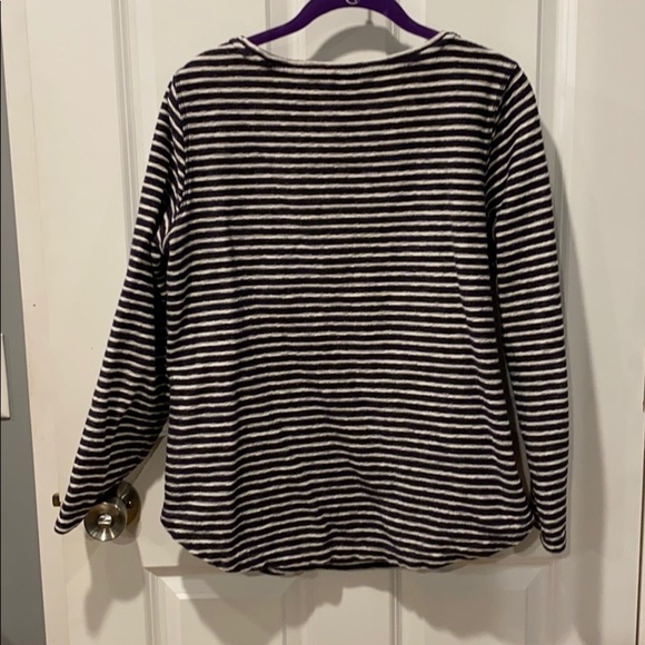 Lands End Thick Warm French Terry Striped Crew - Picture 7 of 13